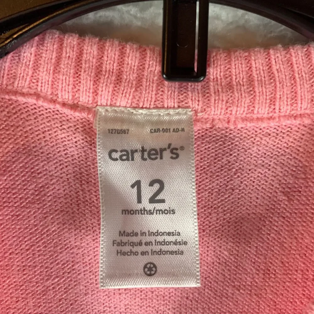 Carter's Baby Girls‎ Pink Bear Sweater Knit Jumpsuit Size 12 Months NWT